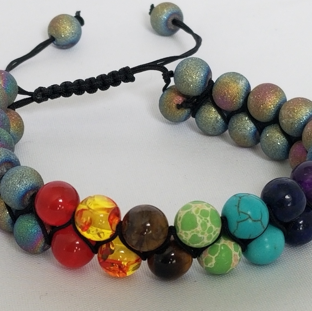 7 Chakra Double Layer Natural Lava Stone Bracelet